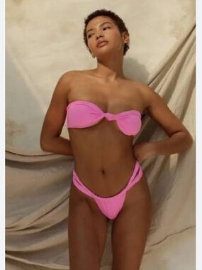 Free People X Stone Fox Swim Lele Bijou Bandeau Knot Bikini Set S Rose